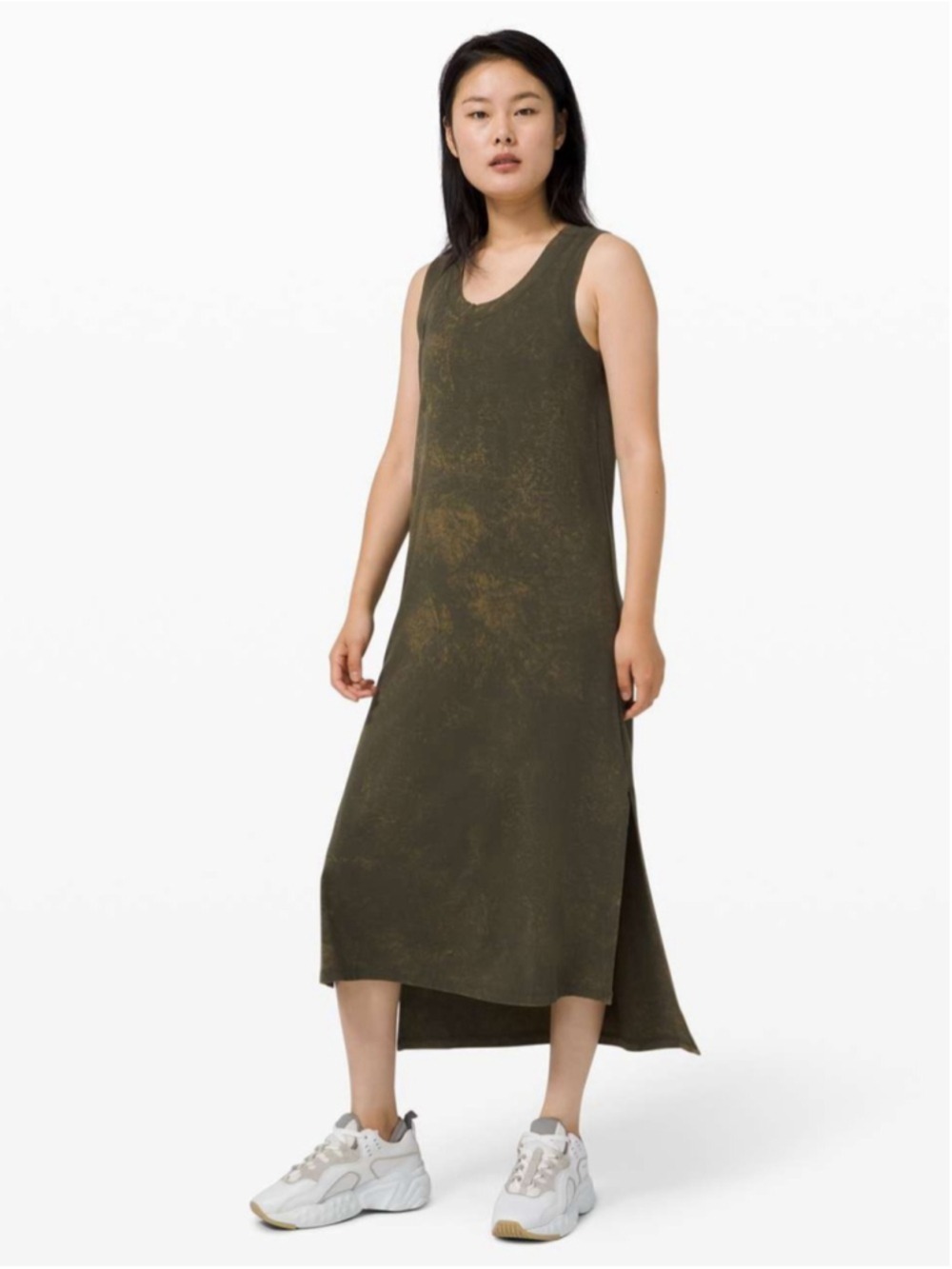 Lululemon All Yours Tank Maxi Dress Cloudy Wash Dark Olive